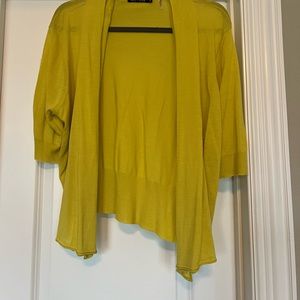 Elbow sleeve short open front drape cardigan